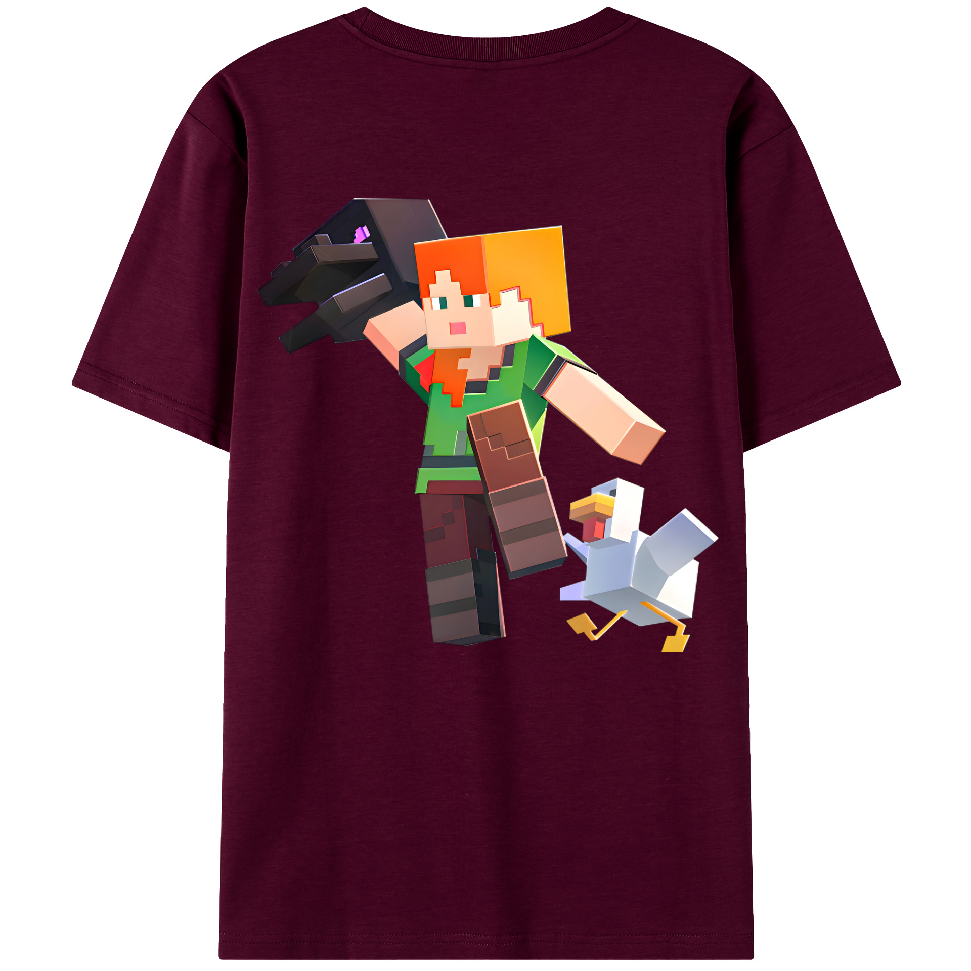 （画像用） マインクラフト ブロックの世界 Minecraft MC Block world レディース半袖Tシャツ(バックプリント)